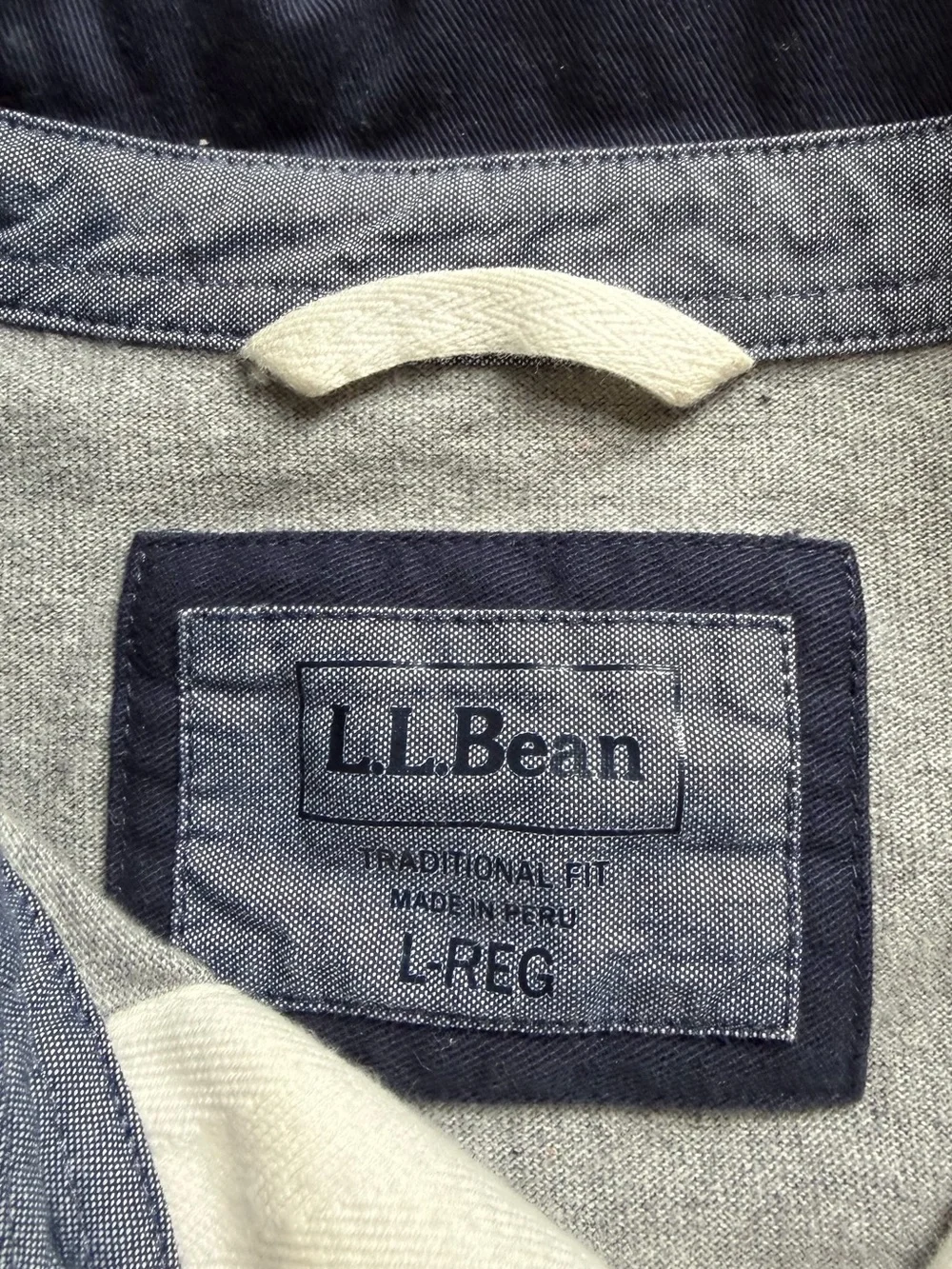 L.L. Bean Mens Long Sleeve Rugby Polo Shirt Size Large Gray Cotton Preppy Casual - Picture 2 of 7